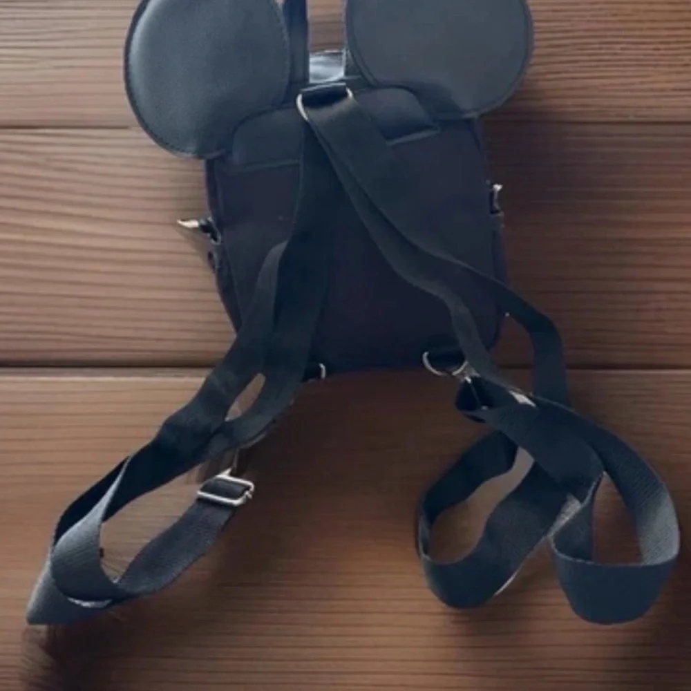 MICKEY MOUSE Backpack 2 In 1 Retro Mini Crossbody Black White Print Silver Studs